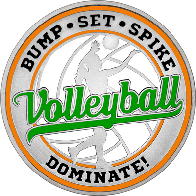 Green "Volleyball" with Orange Outer Circular Borders